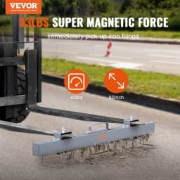 image-VEVOR 93 lbs Hanging Magnetic Sweeper Pickup Tool, Nail Hang-Type Magnetic Forklift Sweeper, Industrial-Grade Magnets Steel Material Hunting Accessories for Picking Up Nails Bolts Metals Iron Chips