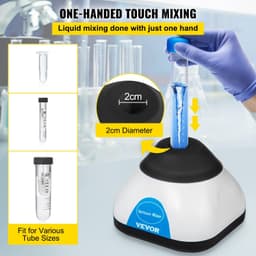 image-VEVOR Vortex Mixer, 3000RPM Mini Vortex Mixer Shaker, Touch Function Scientific Lab Vortex Shaker, Mix Up to 50ML, 6mm Orbital Diameter for Test Tube, Tattoo Ink, Nail Polish, Eyelash Adhesives, Paint