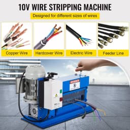 image-VEVOR Portable Wire Stripper, 18 AWG to 1" OD, 11 Channels, 10 Blades, Electric Machine for Efficient Copper Recycling, Speeds Up to 75ft/min