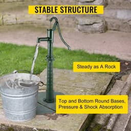 image-VEVOR Antique Hand Water Pump Stand Pitcher Pump Stand Cast Iron Well Pump Stand with Pre-set 0.5" Holes for Easy Installation Old Fashion Pitcher Hand Pump Stand for Home Yard Pond Garden Outdoors G
