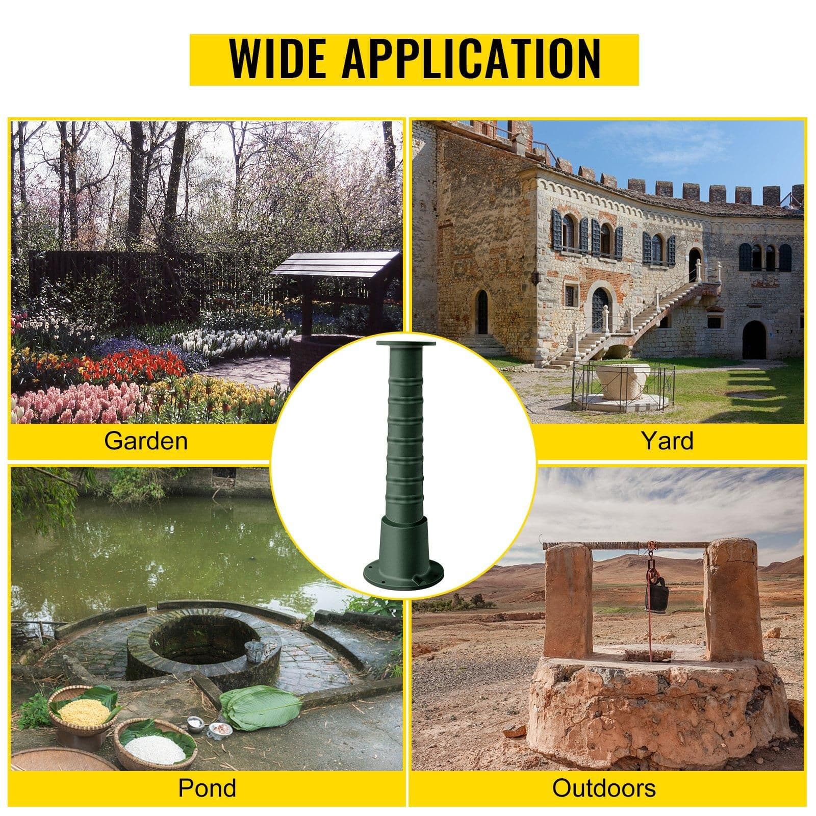 image-VEVOR Antique Hand Water Pump Stand Pitcher Pump Stand Cast Iron Well Pump Stand with Pre-set 0.5" Holes for Easy Installation Old Fashion Pitcher Hand Pump Stand for Home Yard Pond Garden Outdoors G