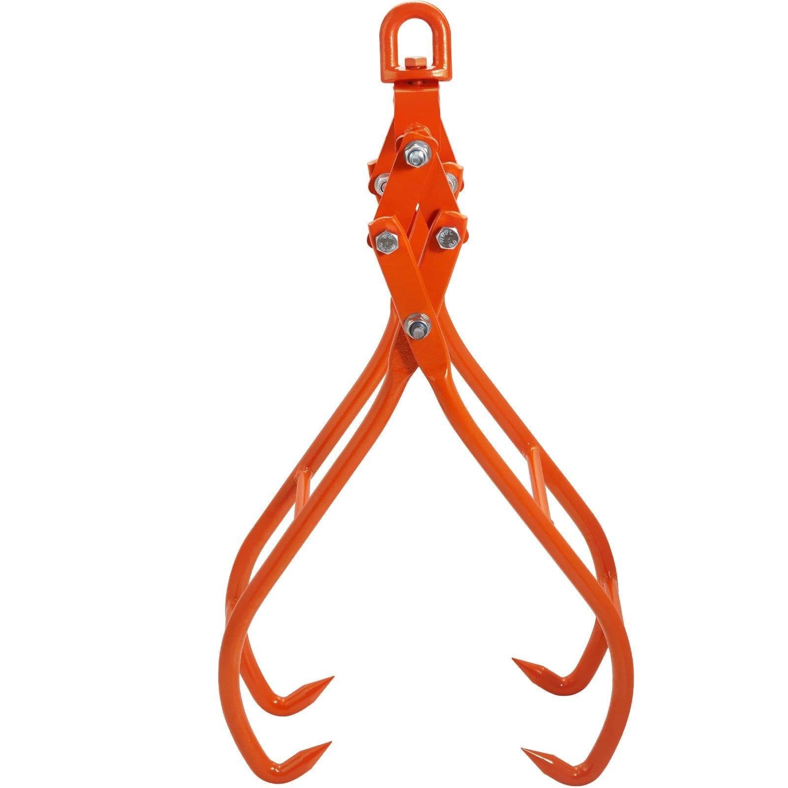 image-VEVOR Timber Claw Hook, 28 inch 4 Claw Log Grapple for Logging Tongs, Swivel Steel Log Lifting Tongs, Eagle Claws Design with 2205 lbs/1000 kg Loading Capacity for Tractors, ATVs, Trucks, Forklifts
