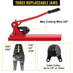 image-VEVOR Bench Swager Tool 24" Wire Rope Swaging Tool with Crimper Cable Bolt Cutter Head Bench Crimper 1/16"-3/16" Aluminum/Copper Sleeves Bench Cable Alloy Steel Crimper Swager for1/2" Wire Rope Fe