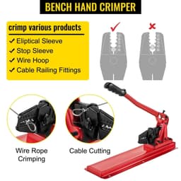 image-VEVOR Bench Swager Tool 24" Wire Rope Swaging Tool with Crimper Cable Bolt Cutter Head Bench Crimper 1/16"-3/16" Aluminum/Copper Sleeves Bench Cable Alloy Steel Crimper Swager for1/2" Wire Rope Fe