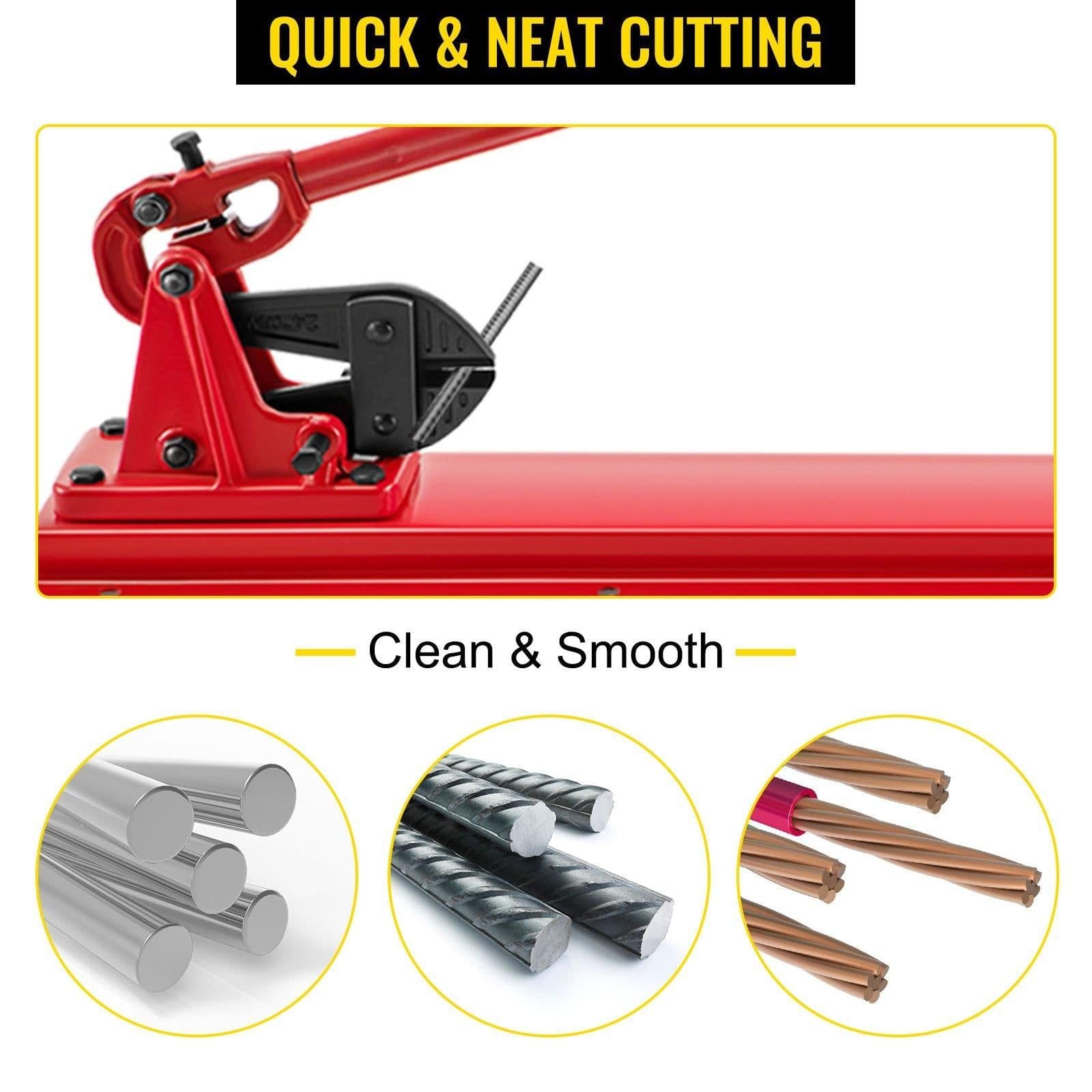 image-VEVOR Bench Swager Tool 24" Wire Rope Swaging Tool with Crimper Cable Bolt Cutter Head Bench Crimper 1/16"-3/16" Aluminum/Copper Sleeves Bench Cable Alloy Steel Crimper Swager for1/2" Wire Rope Fe