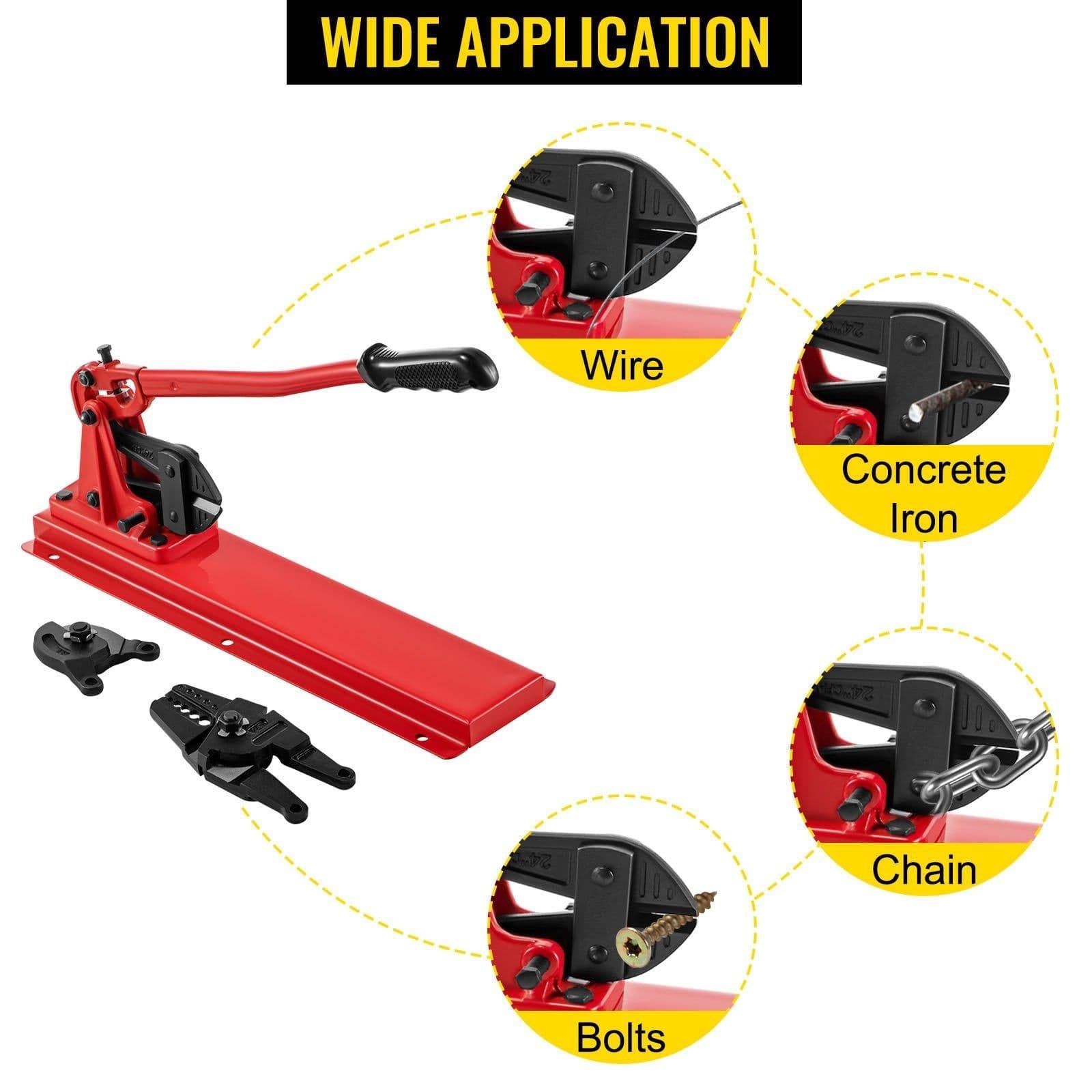image-VEVOR Bench Swager Tool 24" Wire Rope Swaging Tool with Crimper Cable Bolt Cutter Head Bench Crimper 1/16"-3/16" Aluminum/Copper Sleeves Bench Cable Alloy Steel Crimper Swager for1/2" Wire Rope Fe