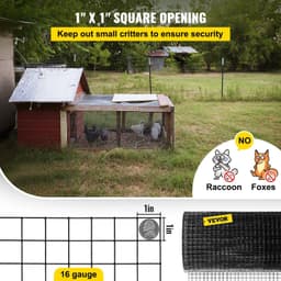 image-VEVOR Hardware Cloth, 48" x 50' & 1"x1" Mesh Size, Galvanized Steel Vinyl Coated 16 Gauge Chicken Wire Fencing with A Cutting Plier & A Pair of Fabric Gloves, for Garden Fencing & Pet Enclosures,