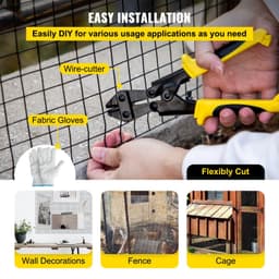 image-VEVOR Hardware Cloth, 48" x 50' & 1"x1" Mesh Size, Galvanized Steel Vinyl Coated 16 Gauge Chicken Wire Fencing with A Cutting Plier & A Pair of Fabric Gloves, for Garden Fencing & Pet Enclosures,