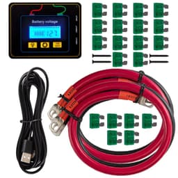 image-VEVOR Energy Converter, 5000W Modified Wave Transformer, 12V DC to 110V AC Vehicle Adapter, featuring LCD Screen, Remote Control, LED Light, and GFCI Sockets for RVs, Trucks, Boats, and Outdoor Adv