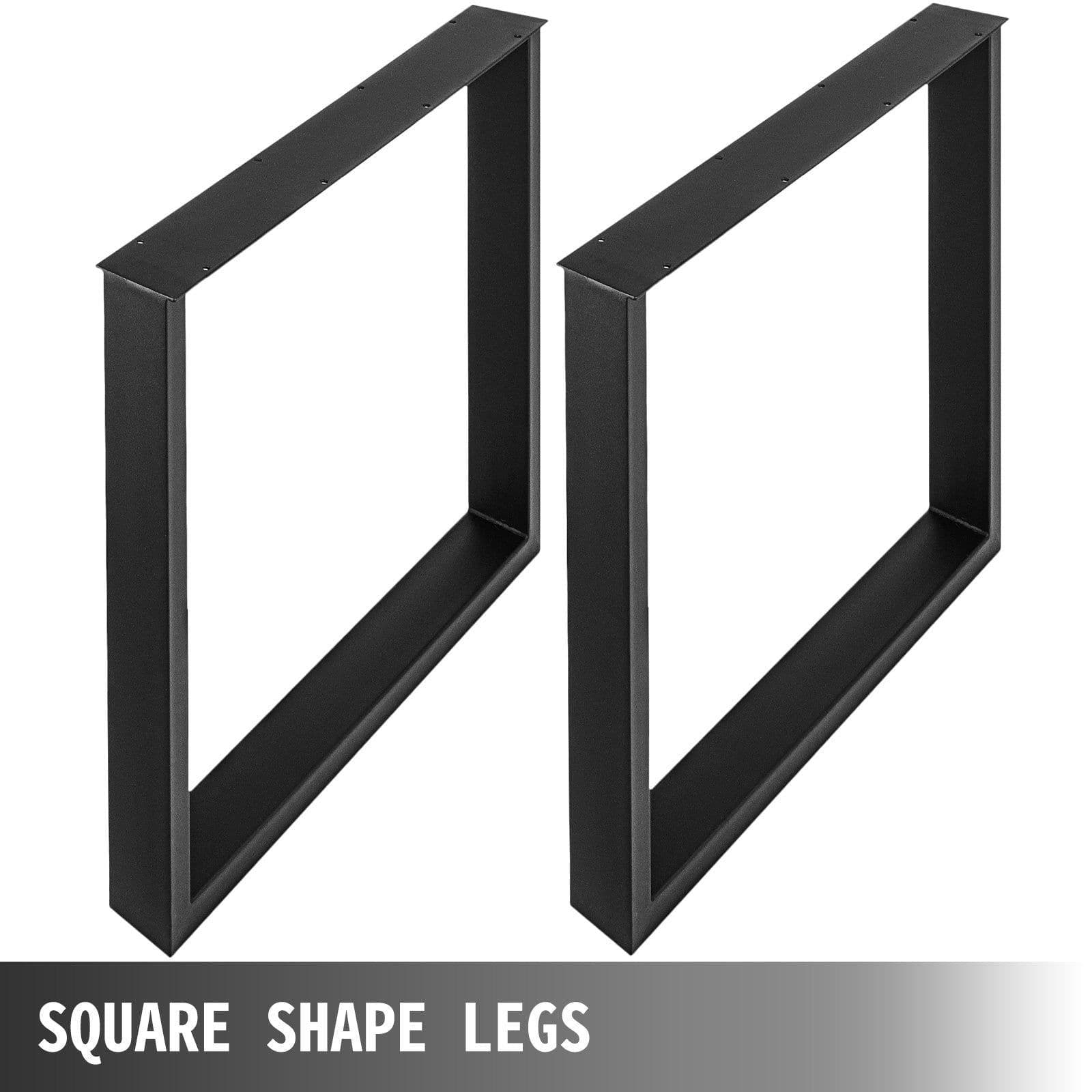 image-VEVOR Set of 2 Steel Table Legs, 28''Height 35''Wide Dining Table Legs, Heavy Duty 3.1" Width Box Section Square Table Legs, 28x35x3.1 Inch Black Color Industrial Country Style Metal Dining Legs
