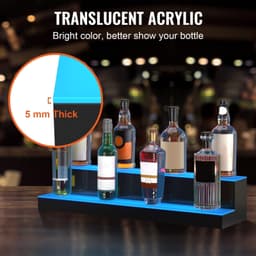 image-VEVOR LED Lighted Liquor Bottle Display, 2 Tiers 30 Inches, Illuminated Home Bar Shelf with RF Remote & App Control 7 Static Colors 1-4 H Timing, Acrylic Drinks Lighting Shelf for Holding 16 Bottles