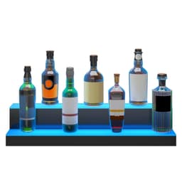image-VEVOR LED Lighted Liquor Bottle Display, 2 Tiers 30 Inches, Illuminated Home Bar Shelf with RF Remote & App Control 7 Static Colors 1-4 H Timing, Acrylic Drinks Lighting Shelf for Holding 16 Bottles