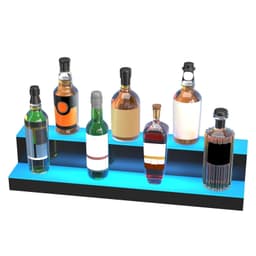 image-VEVOR LED Lighted Liquor Bottle Display, 2 Tiers 30 Inches, Illuminated Home Bar Shelf with RF Remote & App Control 7 Static Colors 1-4 H Timing, Acrylic Drinks Lighting Shelf for Holding 16 Bottles