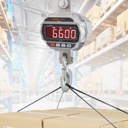 image-VEVOR Digital Crane Scale, 6600 lbs/3000 kg, Industrial Heavy Duty Hanging Scale with Remote Control, Cast Aluminum Case & LED Screen, High Precision for Construction, Factory, Farm, Hunting (Silver)
