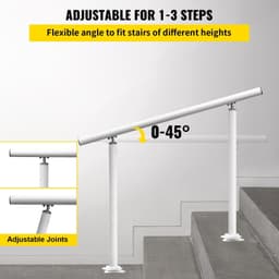 image-VEVOR Outdoor Stair Railing Kit, 3 FT Handrails 2-3 Steps, Adjustable Angle White Aluminum Stair Hand Rail for The Elderly, Handrails for Outdoor Steps