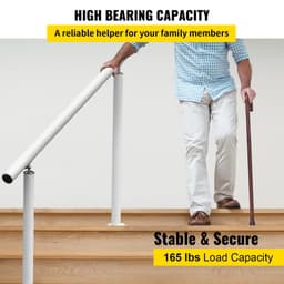 image-VEVOR Outdoor Stair Railing Kit, 3 FT Handrails 2-3 Steps, Adjustable Angle White Aluminum Stair Hand Rail for The Elderly, Handrails for Outdoor Steps