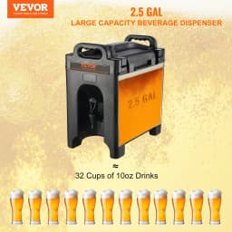 image-VEVOR Insulated Beverage Dispenser, 2.5 Gallon, Food-grade LDPE Hot and Cold Beverage Server, Thermal Drink Dispenser Cooler with 0.9 in PU Layer Two-Stage Faucet Handle, for Restaurant Drink Shop