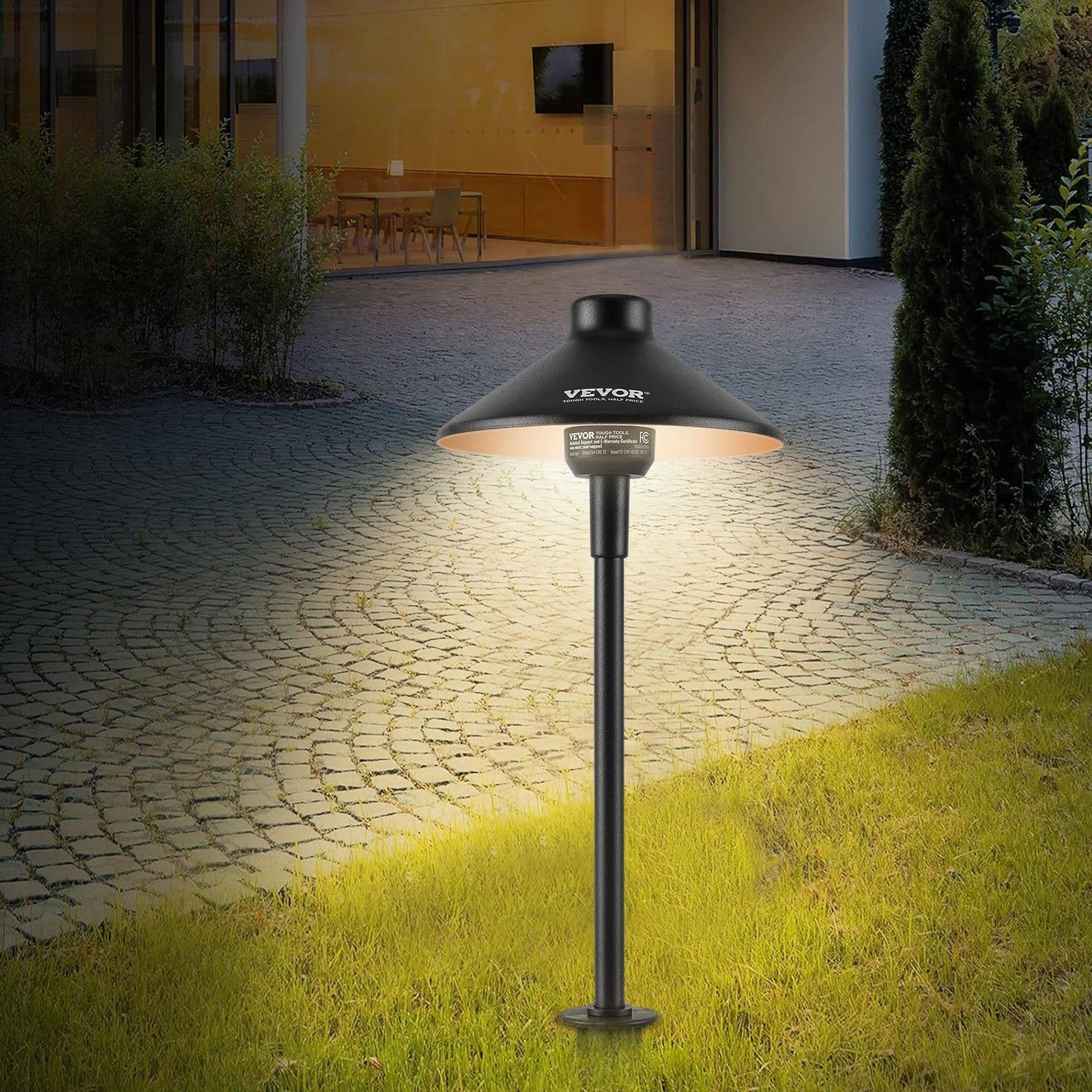 image-VEVOR 12 Pack Low Voltage Landscape Path Lights, 3W 210LM 12V-24VAC/DC Outdoor LED Pathway Lighting, 3000K Warm White Walkway Lights with Quick Connectors, IP66 Waterproof for Yard Garden Sidewalk