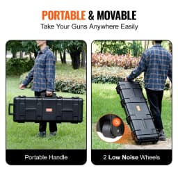 image-VEVOR Rifle Case, Rifle Hard Case with 3 Layers Fully-protective Foams, 42 inch lockable Hard Gun Case with Wheels, IP67 Waterproof & Crushproof, for Two Rifles or Shotguns, Airsoft Gun