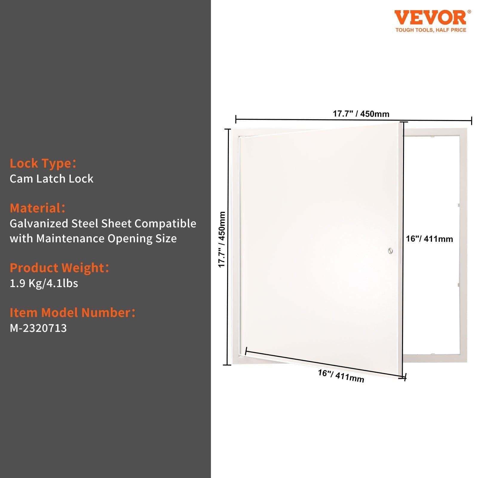 image-VEVOR Access Panel for Drywall & Ceiling, 16 x 16 Inch Plumbing Access Panels, Reinforced Access Door, Heavy-Duty Steel Wall Hole Cover, Easy Install Removable Hinged Panel for Wiring & Cables, Silver