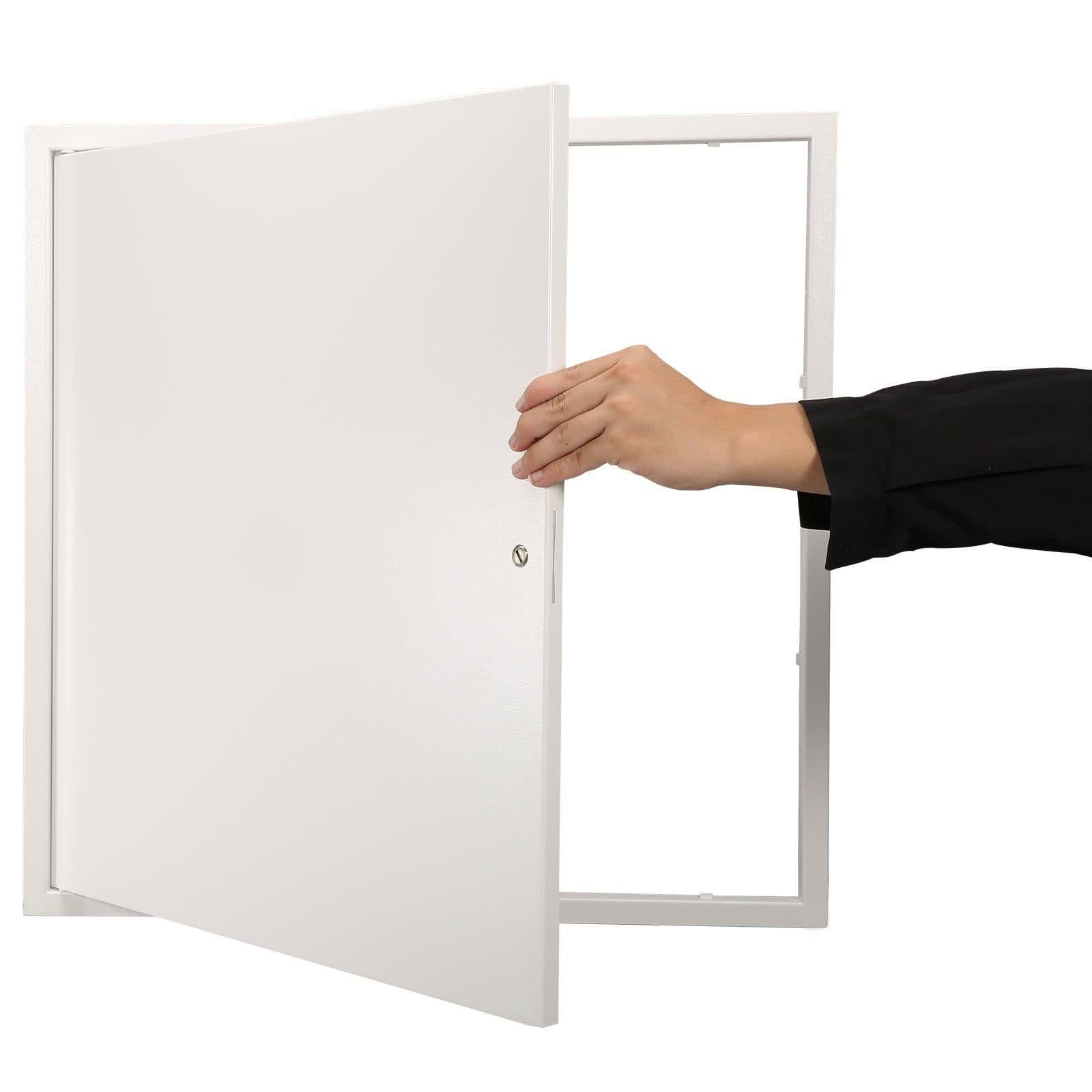 image-VEVOR Access Panel for Drywall & Ceiling, 16 x 16 Inch Plumbing Access Panels, Reinforced Access Door, Heavy-Duty Steel Wall Hole Cover, Easy Install Removable Hinged Panel for Wiring & Cables, Silver