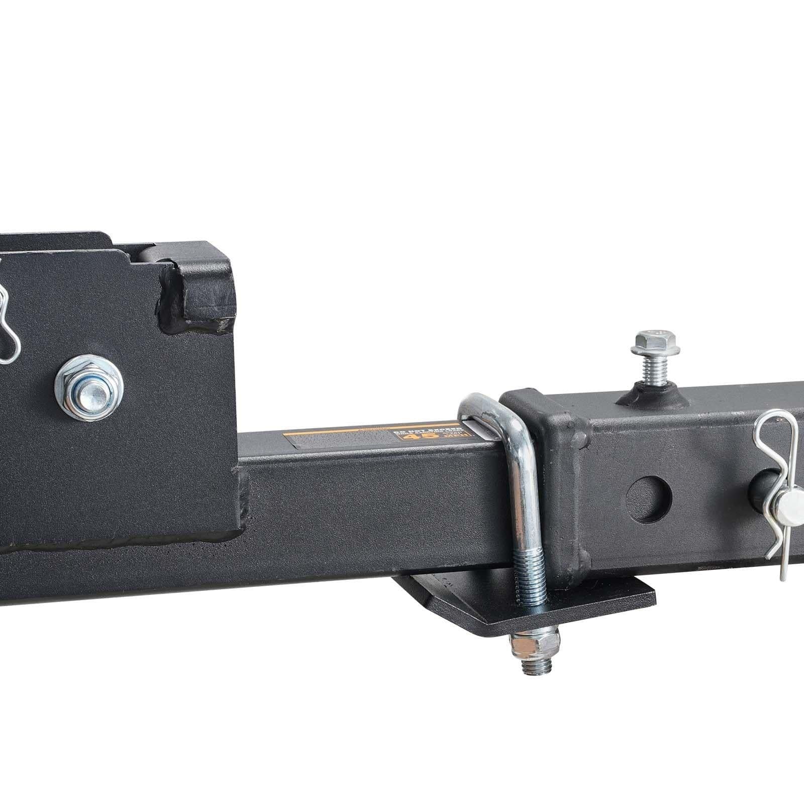 image-VEVOR Hitch Mount Cargo Carrier, 45.3" x 25.6" Iron Hitch Cargo Rack with Folding Ramp, Hitch Rack Basket with Stabilizer and Straps, 500LBS Mobility Scooter Carrier Fit 2" Hitch Receiver