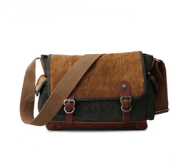 image-Contrast Color Retro Covered Canvas Messenger Bag