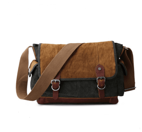 image-Contrast Color Retro Covered Canvas Messenger Bag