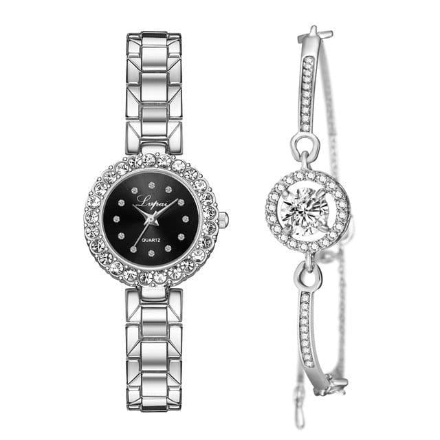 image-Watches-Set Bangle Clock Bracelet Wrist-Watch Quartz Women Fashion Ladies Brand Luxury