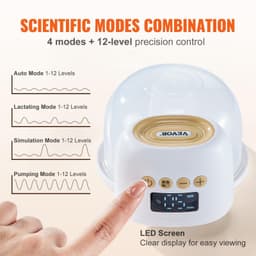 image-VEVOR Breast Pump, Wearable Electric Breast Pumps Hands Free, 4 Mode & 12 Levels, 300mmHg Strong Suction, Ultra-Quiet Rechargeable Portable Breastfeeding Pump with LED Display, 24mm Insert/28mm Flange