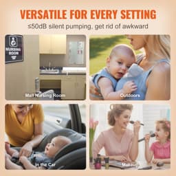 image-VEVOR Breast Pump, Wearable Electric Breast Pumps Hands Free, 4 Mode & 12 Levels, 300mmHg Strong Suction, Ultra-Quiet Rechargeable Portable Breastfeeding Pump with LED Display, 24mm Insert/28mm Flange