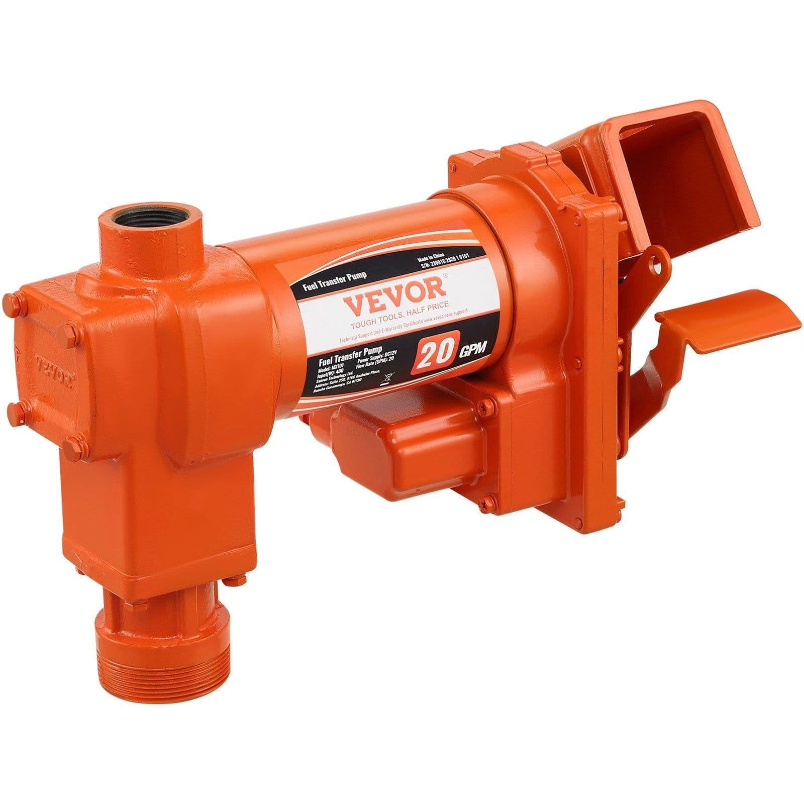 image-VEVOR Fuel Transfer Pump, 12V DC 20 GPM 1/4 HP, High Flow Cast Iron Gasoline Extractor Pump with Fuel Collection Box Design for Gasoline, Diesel, Kerosene, Ethanol & Methanol Blends, and Biodiesel