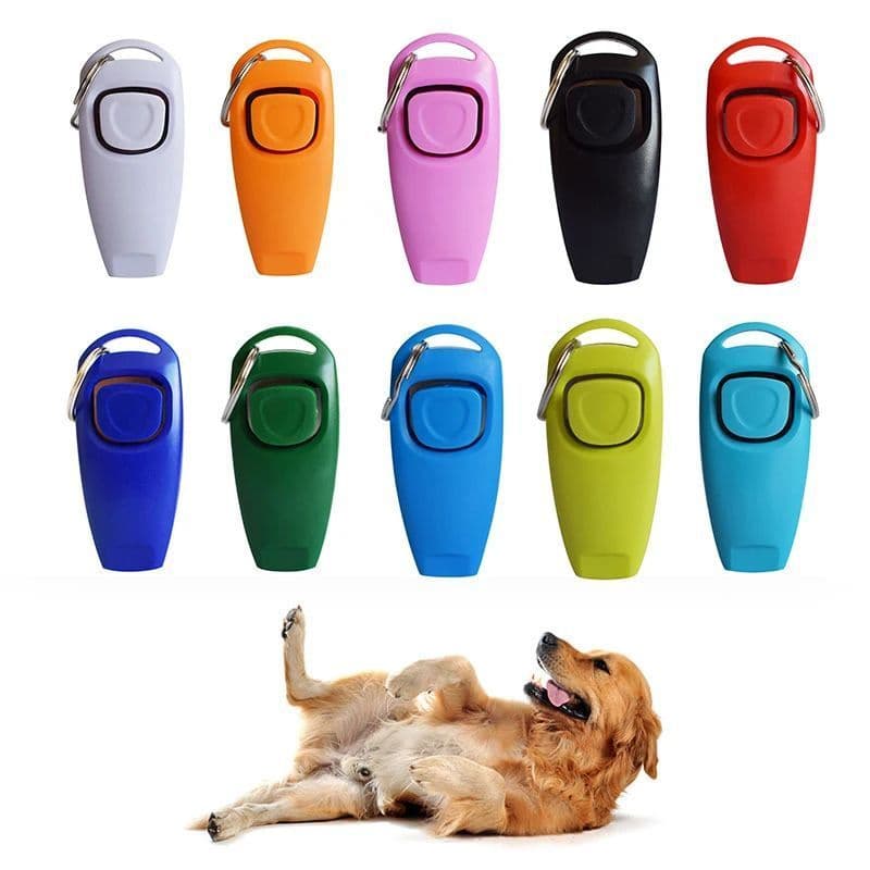image-Combo Dog Clicker Whistle - Training Pet Trainer Click Puppy With Guide With Key Ring