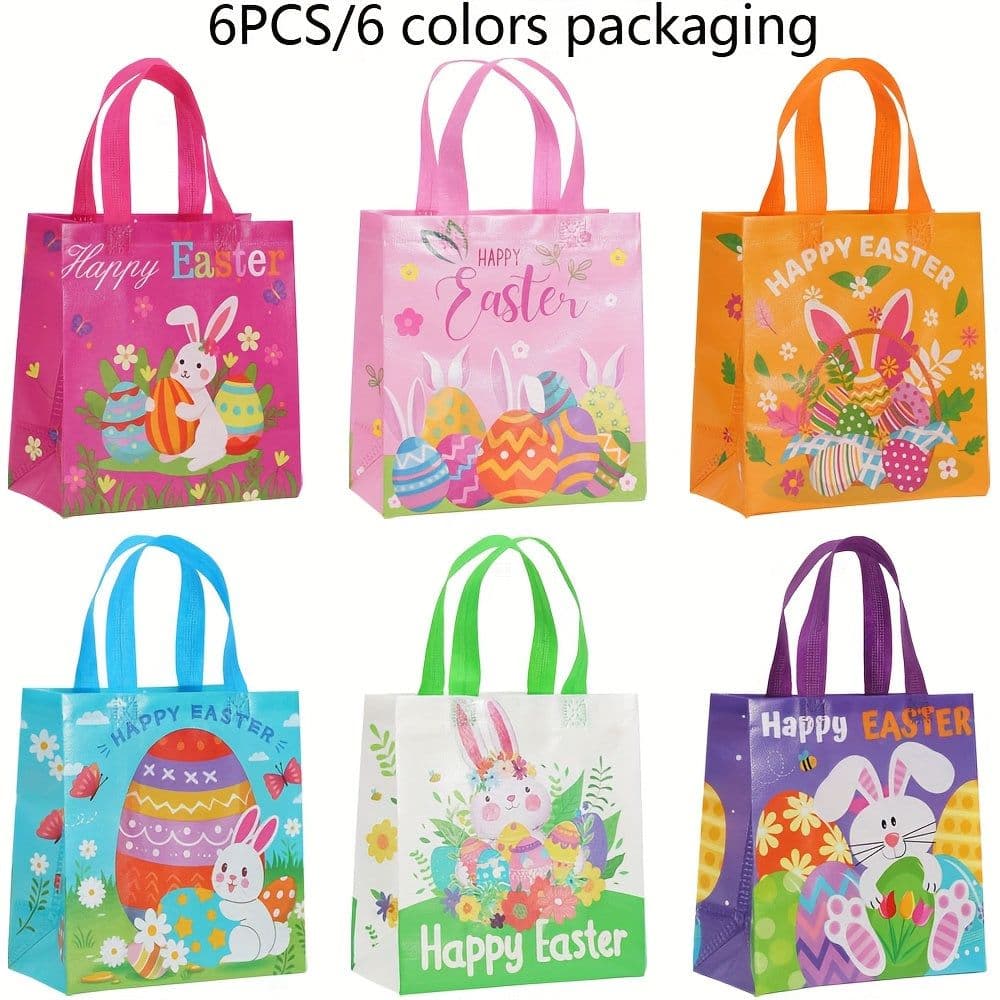 image-Easter Gift Bags Rabbit Egg Print Tote (30pcs)