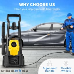 image-VEVOR Electric Pressure Washer, 2000 PSI, Max. 1.76 GPM Power Washer with 30 ft Hose, 5 Quick Connect Nozzles, Foam Cannon, Portable to Clean Patios, Cars, Fences, Driveways, ETL Listed