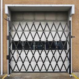 image-VEVOR Single Folding Security Gate, 7' H x 6-1/2' W Folding Door Gate, Steel Accordion Security Gate, Flexible Expanding Security Gate, 360° Rolling Barricade Gate, Scissor Gate/Door with Padlock