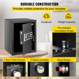 image-VEVOR Safe Box, 1.7 CU.FT Fingerprint Safe Box for Money with 2 Keys & Digital Keypad, Q235 Steel Safe Box for Storing Cash, Jewelry, Pistols, Documents, Watches in Home & Office & Hotel
