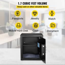 image-VEVOR Safe Box, 1.7 CU.FT Fingerprint Safe Box for Money with 2 Keys & Digital Keypad, Q235 Steel Safe Box for Storing Cash, Jewelry, Pistols, Documents, Watches in Home & Office & Hotel
