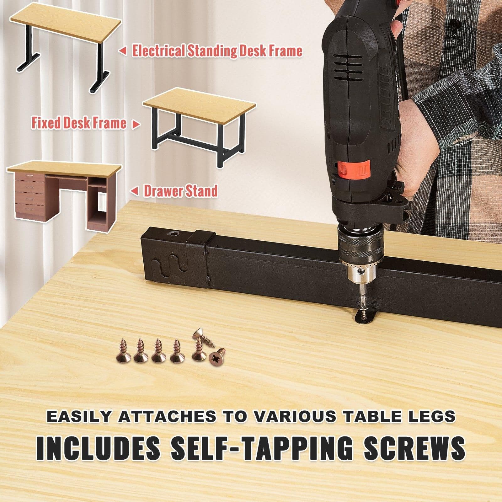 image-VEVOR Wood Table Top, Holds up to 330 lb, 29.5" x 23.6" x 1.5" Rectangular Countertop for Height Adjustable Electric Standing Desk Frame, Universal Solid One-Piece Maple Desktop for Office & Home Desk