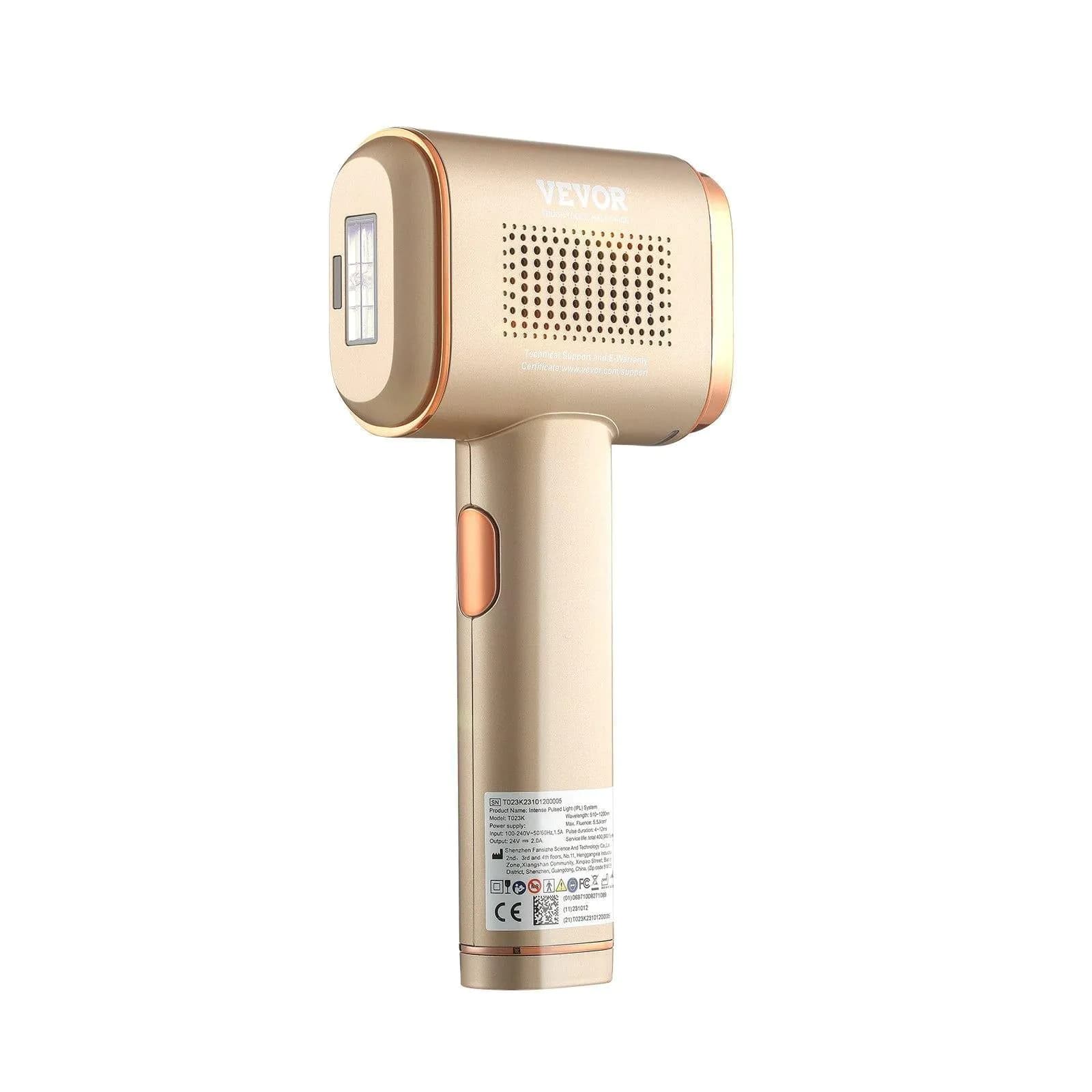 image-VEVOR IPL Hair Removal, Permanent Hair Removal with Sapphire Ice Cooling System, Painless At-Home Hair Removal Device for Women Men, Auto/Manual Modes, 5 Levels for Body & Face