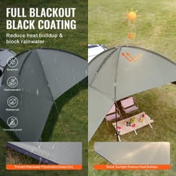 image-VEVOR Vehicle Awning, Large 10' x 7' Shade Coverage Car Side Awning, PU2000mm UV50+ Car Awning with Extended Side Canopies and Portable Storage Bag, Suitable for Truck, SUV, Van, Campers