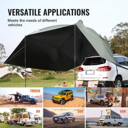 image-VEVOR Vehicle Awning, Large 10' x 7' Shade Coverage Car Side Awning, PU2000mm UV50+ Car Awning with Extended Side Canopies and Portable Storage Bag, Suitable for Truck, SUV, Van, Campers