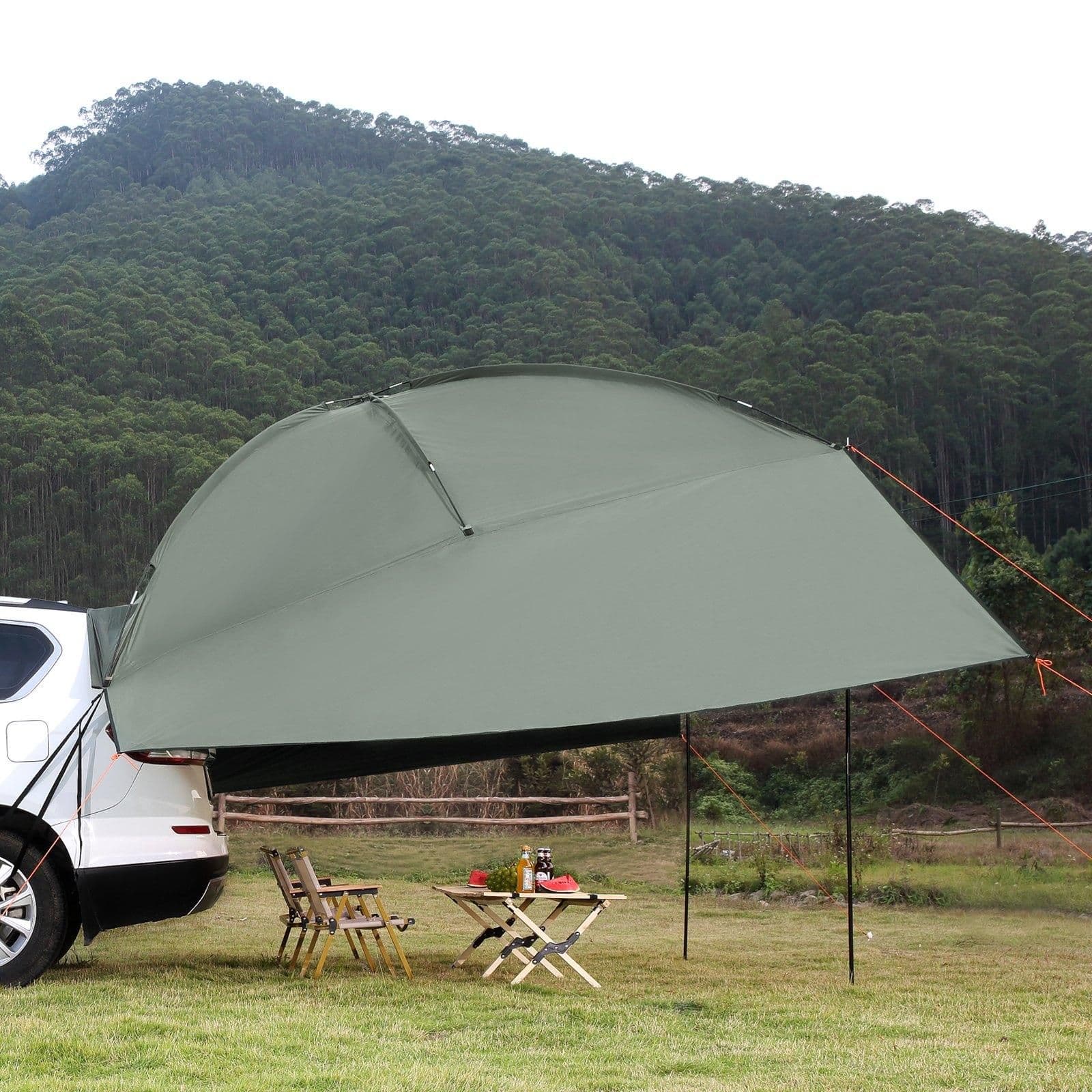 image-VEVOR Vehicle Awning, Large 10' x 7' Shade Coverage Car Side Awning, PU2000mm UV50+ Car Awning with Extended Side Canopies and Portable Storage Bag, Suitable for Truck, SUV, Van, Campers
