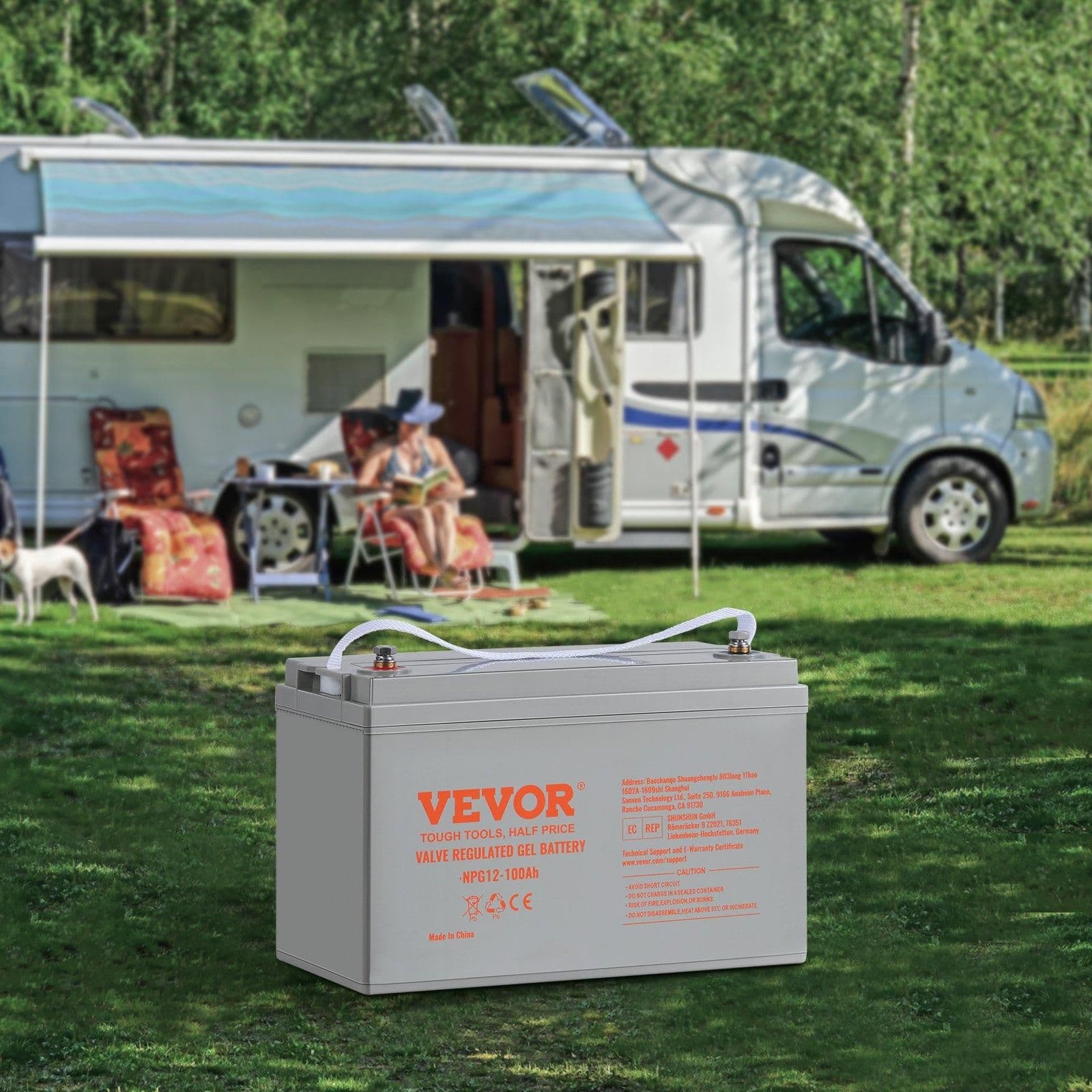 image-VEVOR Deep Cycle Battery, 12V 100 AH, AGM Marine Rechargeable Battery, High Self-Discharge Rate 800A Current, for RV Solar Marine Off-Grid Applications UPS Backup Power System