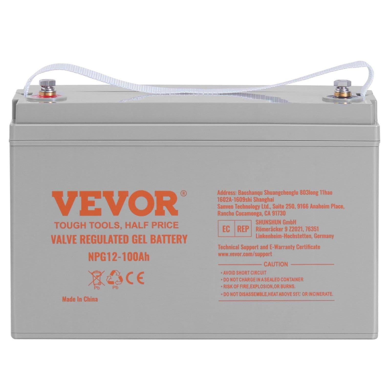 image-VEVOR Deep Cycle Battery, 12V 100 AH, AGM Marine Rechargeable Battery, High Self-Discharge Rate 800A Current, for RV Solar Marine Off-Grid Applications UPS Backup Power System