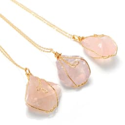 image-Hot Selling in Europe and America Natural Rough Ore Rough Stone Irregular Twisted Wire Amethyst Pink Crystal White Crystal Pendant Necklace