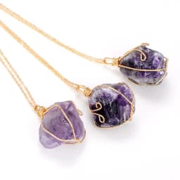 image-Hot Selling in Europe and America Natural Rough Ore Rough Stone Irregular Twisted Wire Amethyst Pink Crystal White Crystal Pendant Necklace
