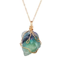 image-Hot Selling in Europe and America Natural Rough Ore Rough Stone Irregular Twisted Wire Amethyst Pink Crystal White Crystal Pendant Necklace