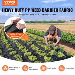 image-VEVOR 5FTx250FT Premium Heavy Duty Weed Barrier Landscape Fabric, 5OZ Woven Geotextile Fabric Under Gravel, High Permeability for Weed Blocker Weed Mat, Driveway Fabric, Weed Control Garden Cloth