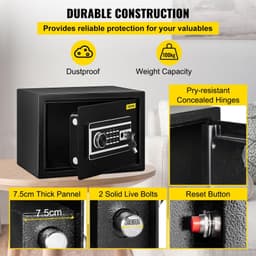 image-VEVOR Safe Box, 0.8 CU.FT Fingerprint Safe Box for Money with 2 Keys & Digital Keypad, Q235 Steel Safe Box for Storing Cash, Jewelry, Pistols, Documents, Watches in Home & Office & Hotel